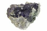 Purple Cuboctahedral Fluorite Crystals on Quartz - China #160721-1